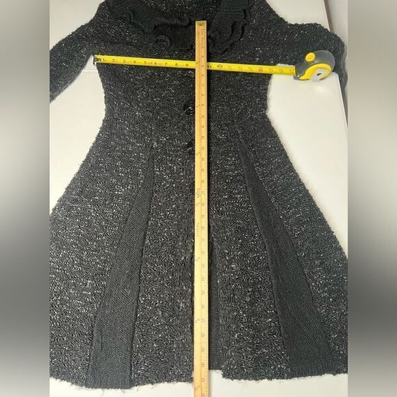 Patrizia Luca Milano Boucle Ruffle Button Down Cardigan Sweater Size M Black - Picture 12 of 16